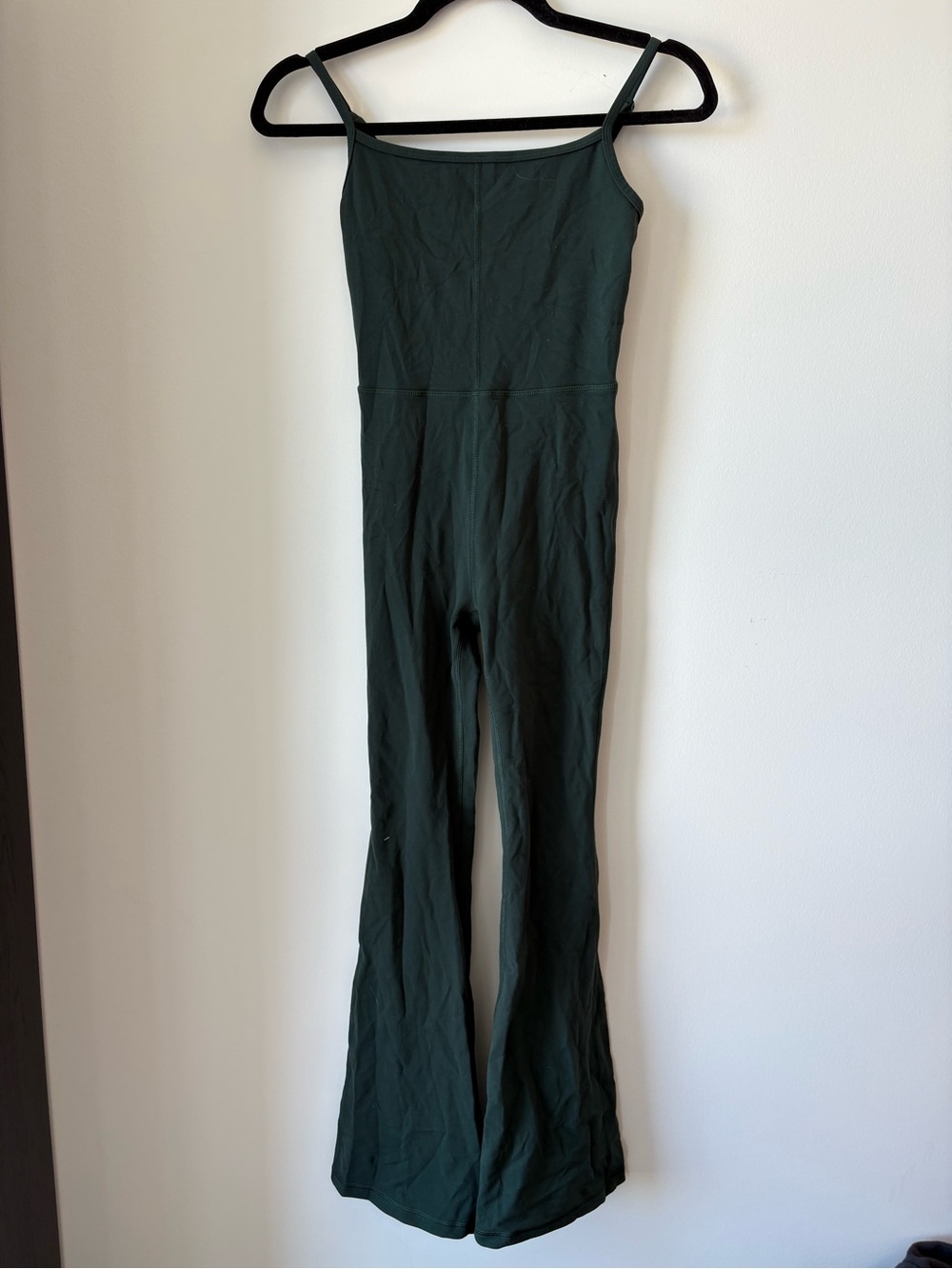 Wilfred Dark Green Stretch Jumpsuit with Spaghetti Straps